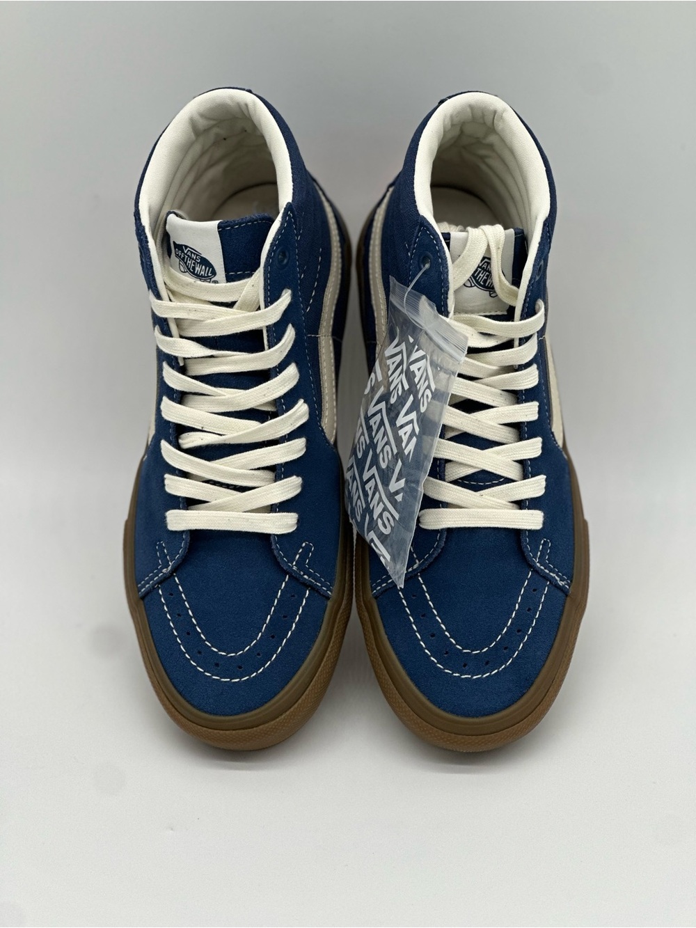 Vans Navy Canvas High-Top Sneakers with Cream Stripe - Picture 3 of 10